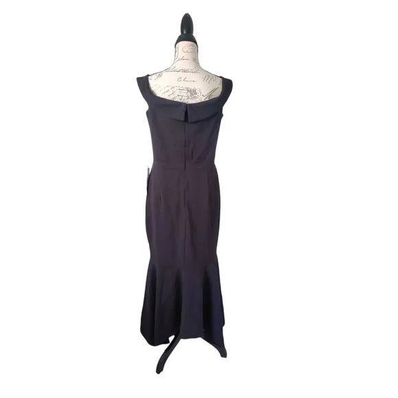 Xscape Black Sleeveless Long Gown Formal Dress Asymmetrical Neckline Size 16 - Picture 3 of 10